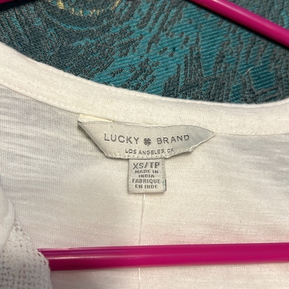 NWT Lucky Brand White Sleeveless Tank Top w/ Lace size XS - Picture 5 of 6